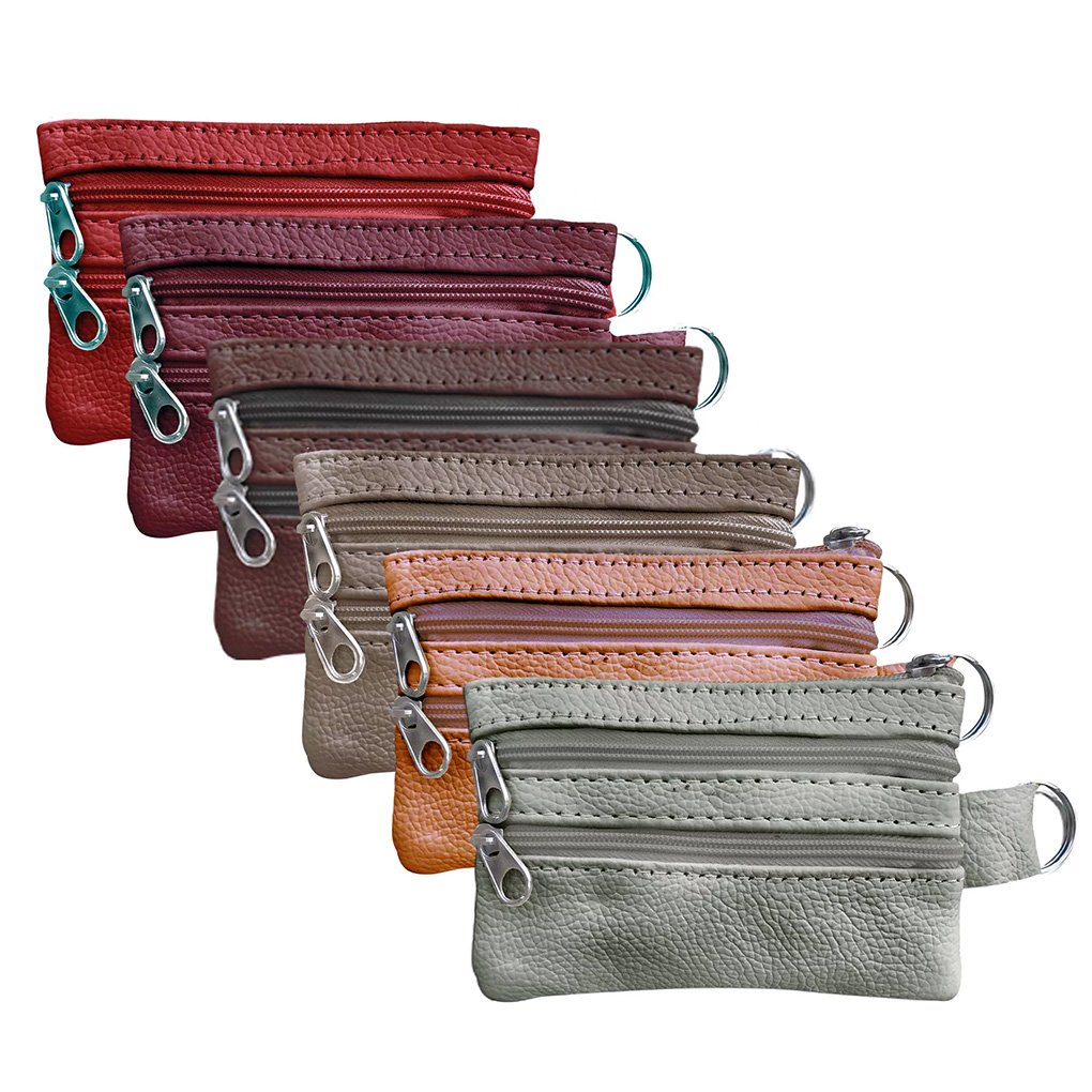 Womens Leather Coin Purse Pouch with Pockets -Handcrafted Genuine Cowhide