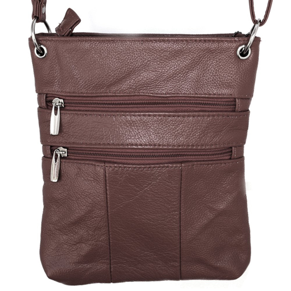 Genuine Leather Travel Shoulder Cross Body Purse Handbag Silver Fever