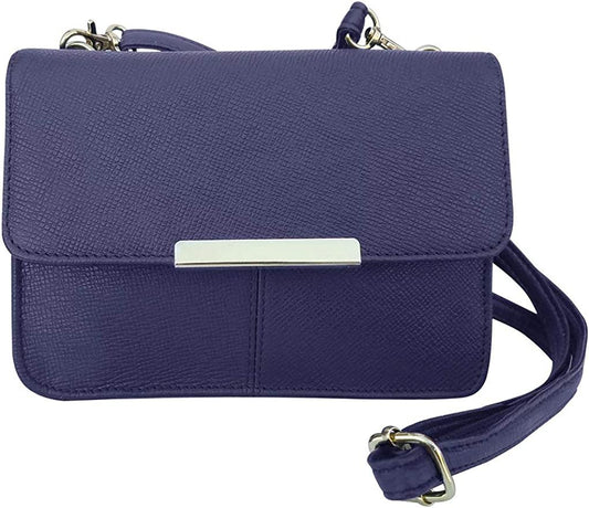 Cowhide Leather Womens Shoulder Purse Small Cross Body Organizer Bag with Many Pockets