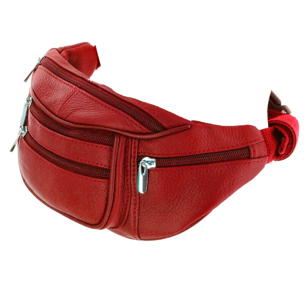 Genuine Leather Fanny Pack Waist Bag Body Pouch Pockets Organizer Phone Holder