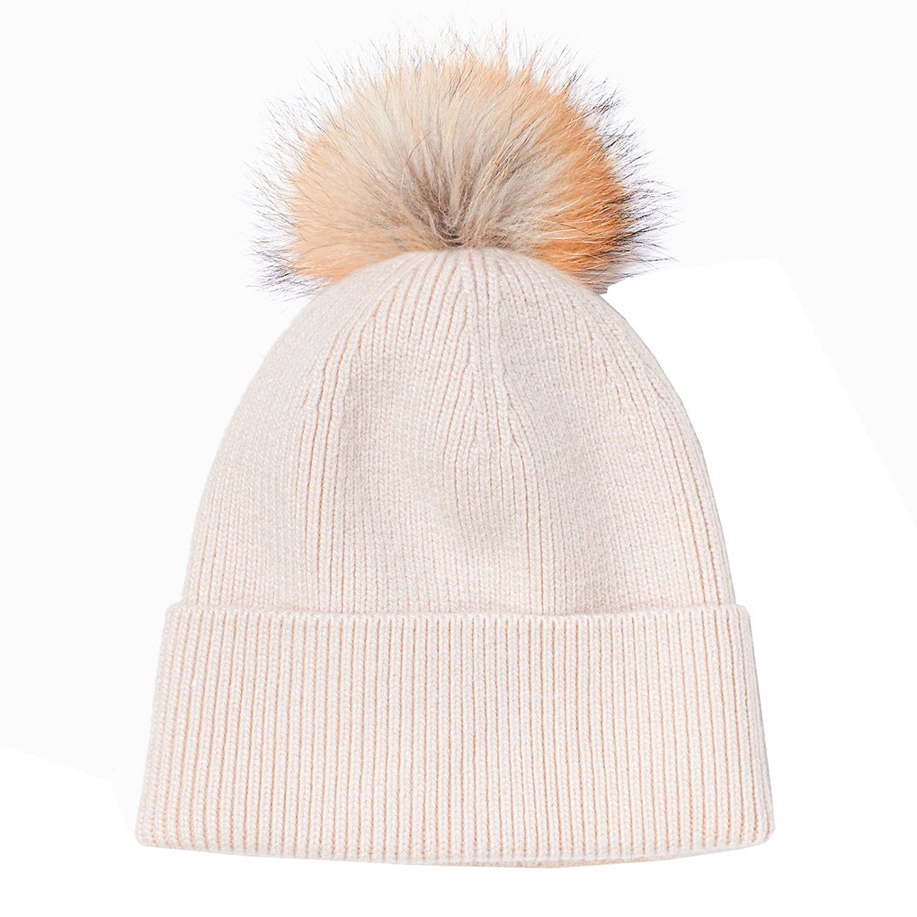 Look by M Women's Ribbet Pom Pom Beanie Ski Winter Hat