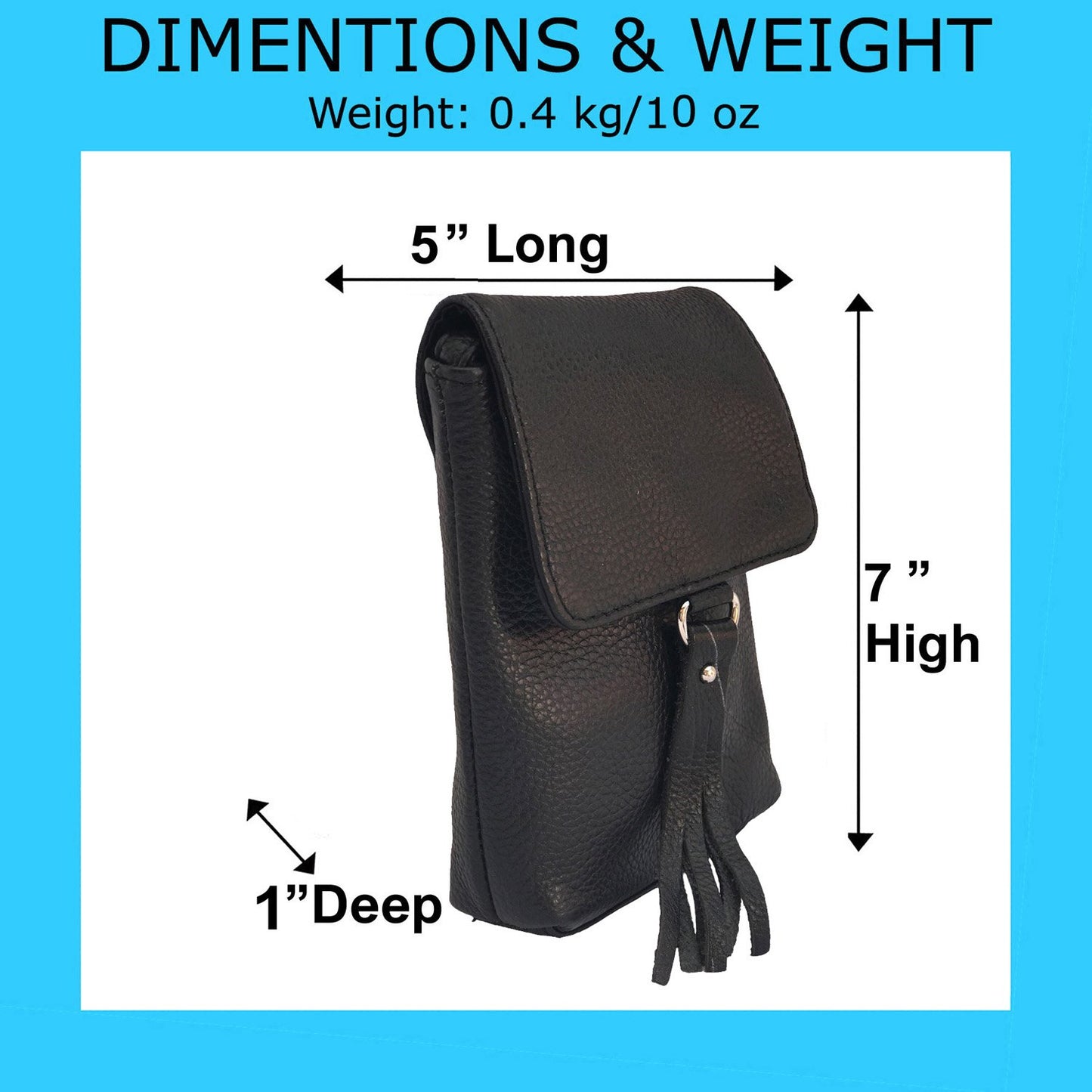Genuine Leather Women's Phone Pouch Crossbody Flap Top w Tassel