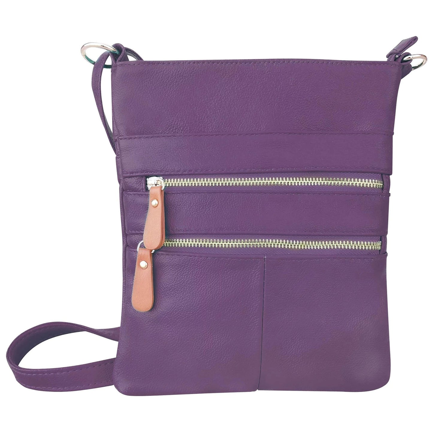 Genuine Leather Travel Shoulder Cross Body Purse Handbag Silver Fever
