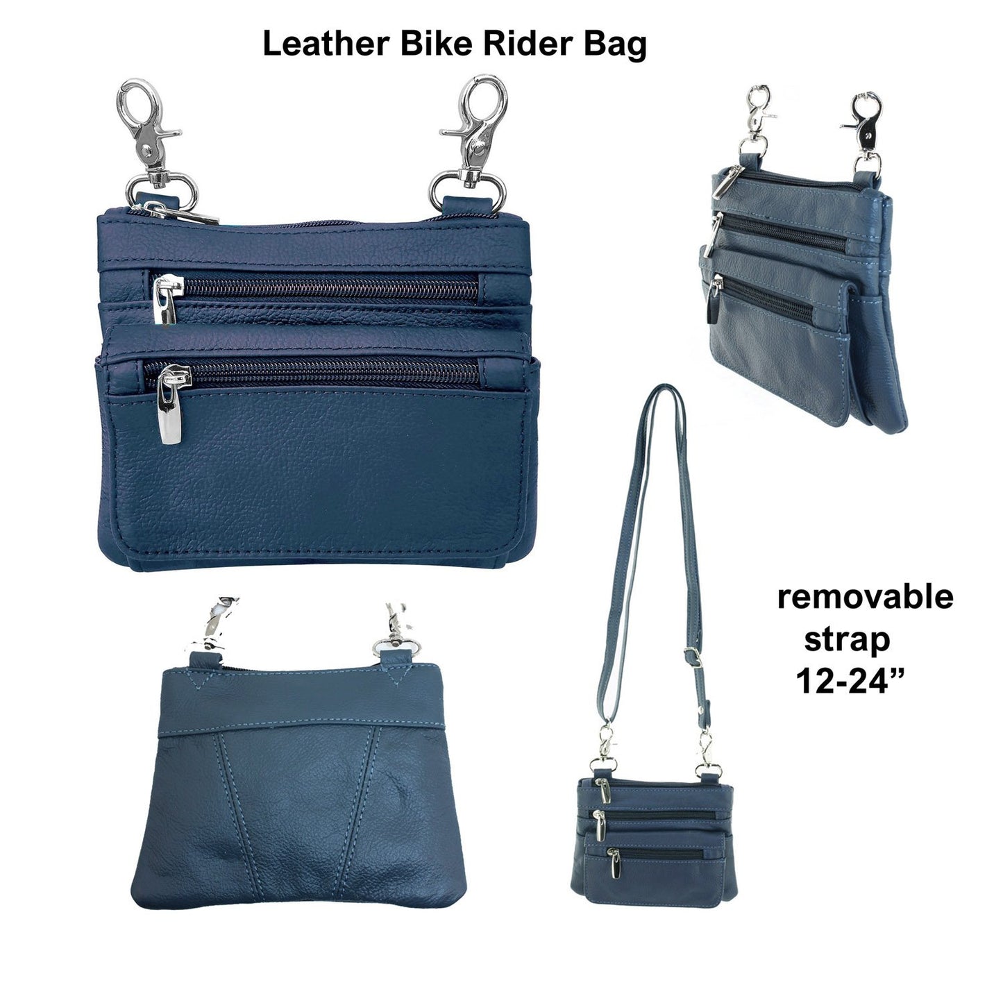 SILVERFEVER Leather Bike Rider Accordion Bag Cross Body Belt Phone Pack Pouch