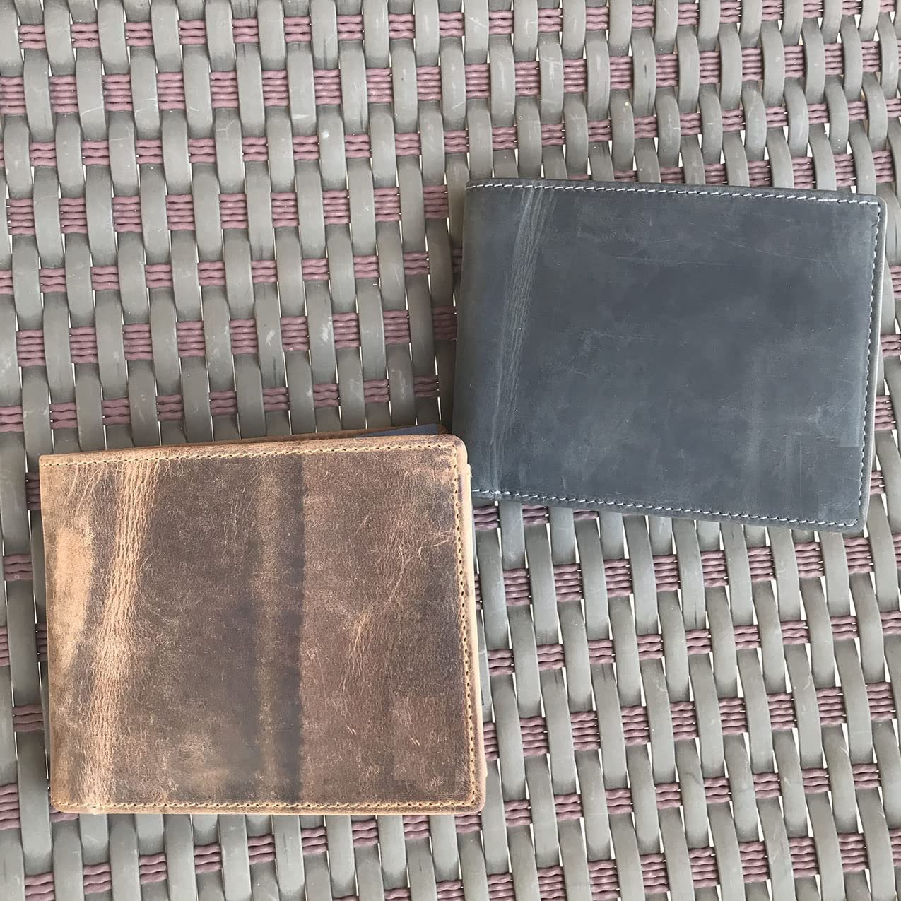 Leather Wallet for Men's-Genuine Washed Calf RFID Blocking Bifold Men Wallet With Coin Pocket (Vertical Flip Stitched Collar, Black)