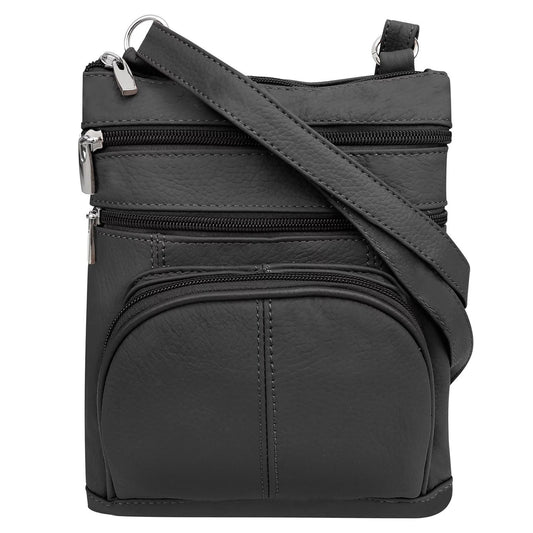 SILVERFEVER Women's Shoulder Crossbody Round RFID Pocket Small Genuine Leather Bag
