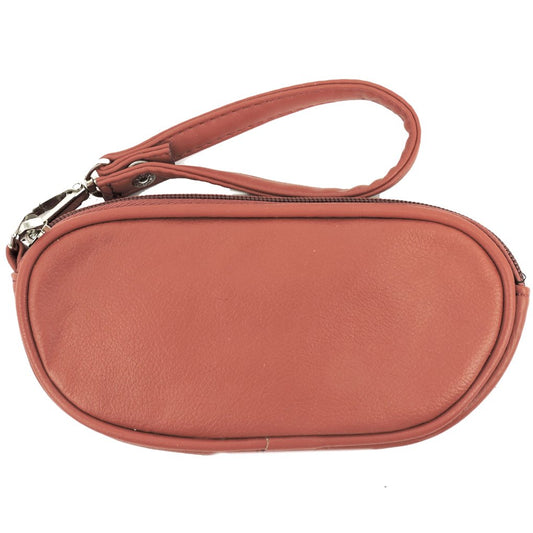 Leather Eyeglass Glasses Case with Wristlet Handle, Padded WOMAN