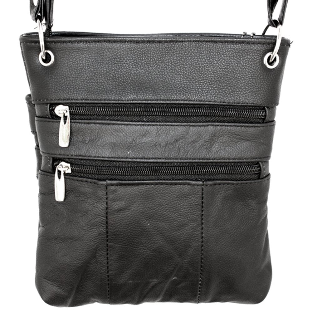 Genuine Leather Travel Shoulder Cross Body Purse Handbag Silver Fever