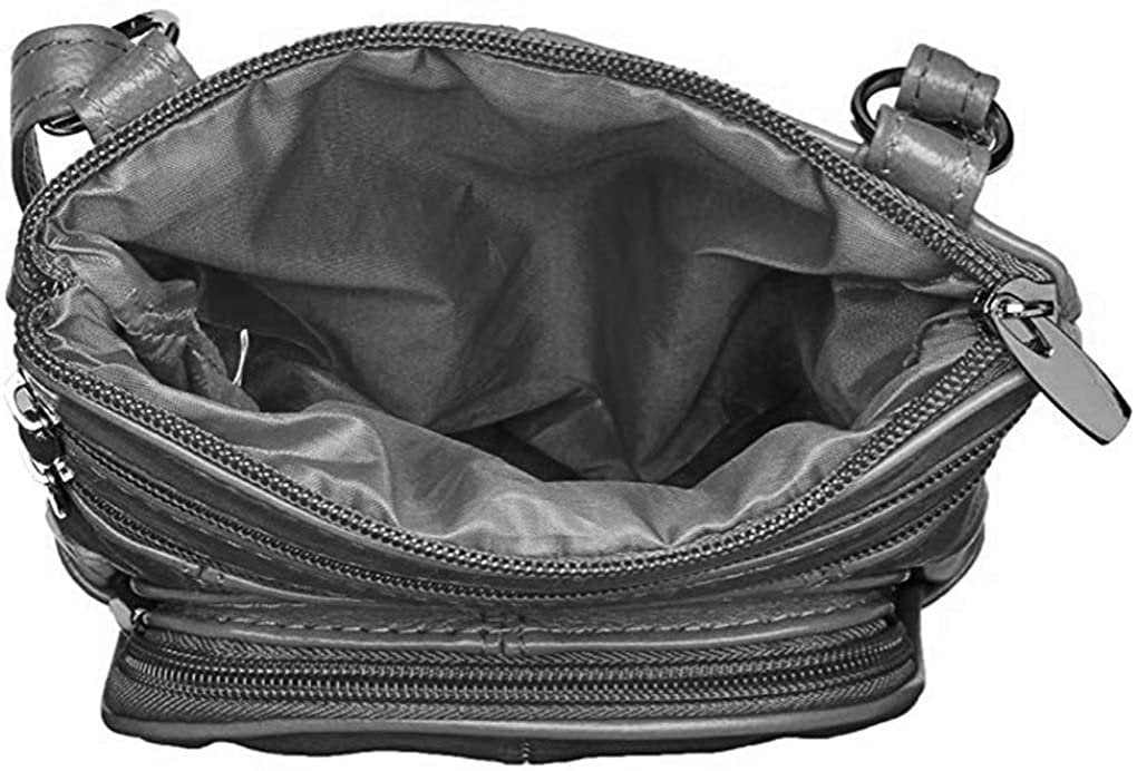 SILVERFEVER Genuine Leather Organizer Handbag Cross Body - Shoulder Travel Bag