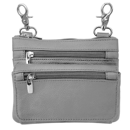 SILVERFEVER Leather Bike Rider Accordion Bag Cross Body Belt Phone Pack Pouch