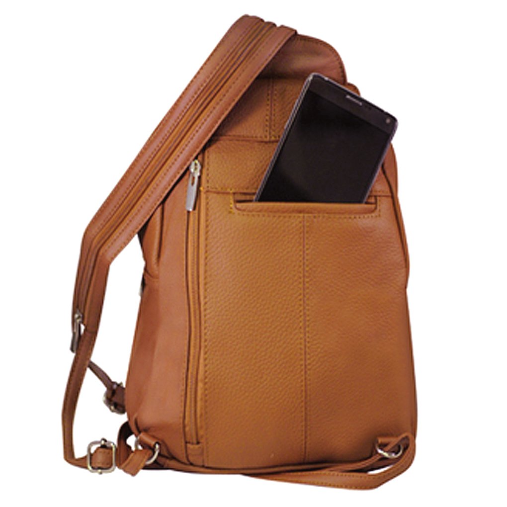 Leather Sling Backpack Convertible  Medium Size Top Entry