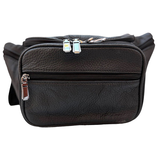 Genuine Leather Sling Crossbody Waist Bag Fanny Pack Organizer, Large