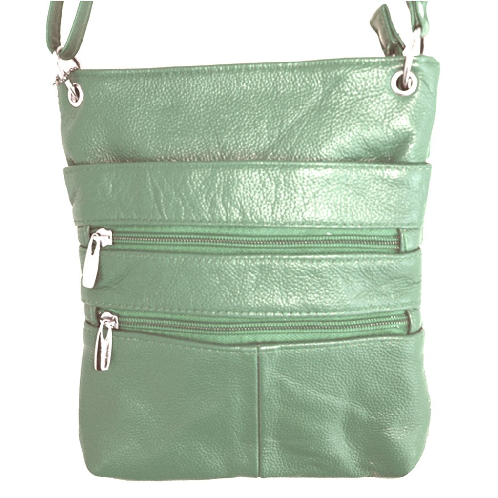 Genuine Leather Travel Shoulder Cross Body Purse Handbag Silver Fever