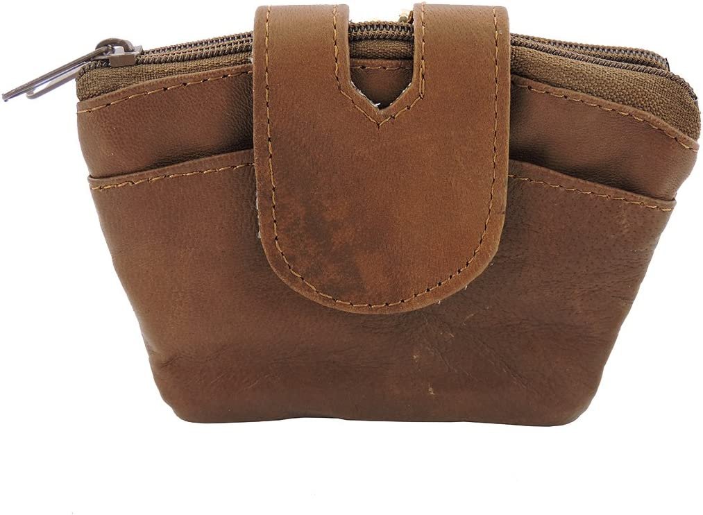 SILVERFEVER Leather Coin Purse with Kisslock Closure - Handcrafted Genuine Lambskin (3 Entry, Black)
