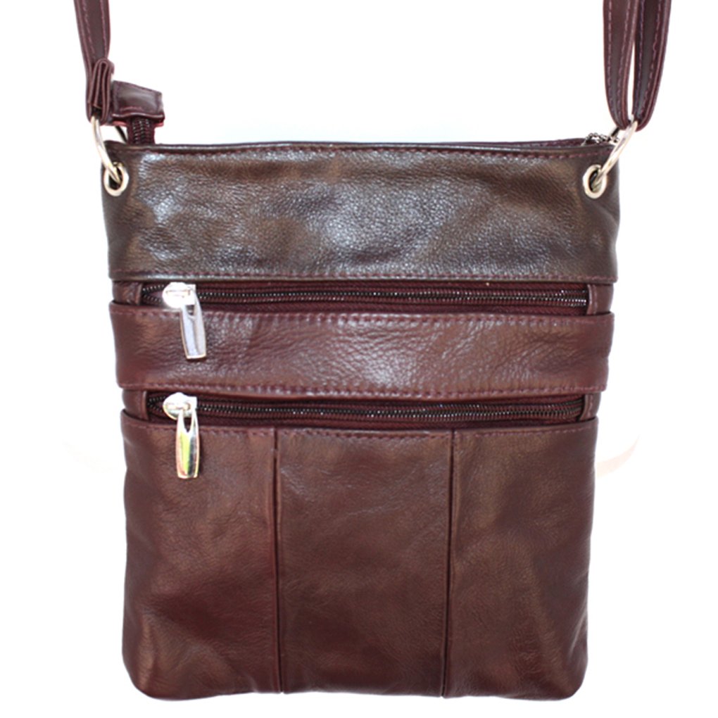 Genuine Leather Travel Shoulder Cross Body Purse Handbag Silver Fever