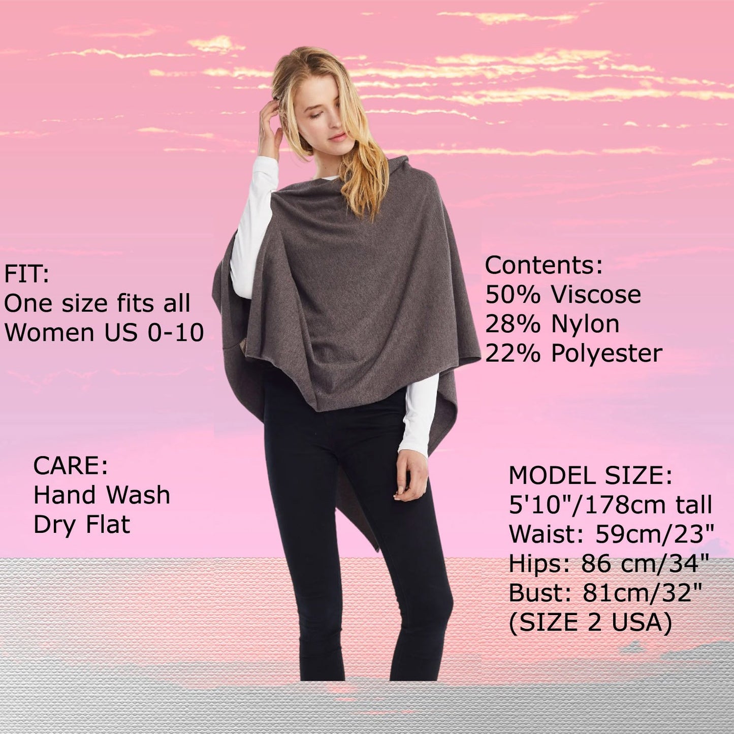 Look by M Women's Basic Poncho Year Round Cover Special Occasion for Every Day