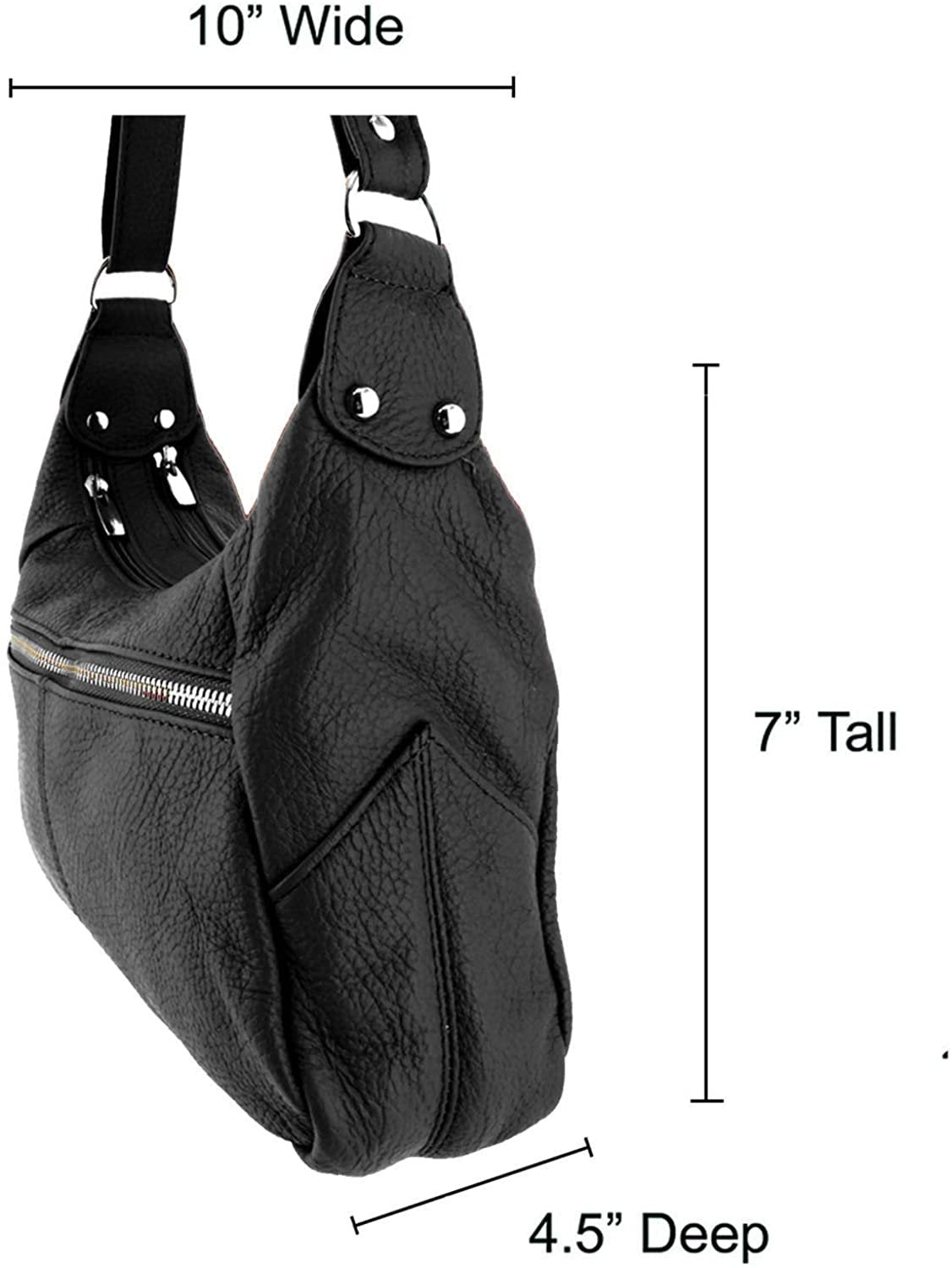 Black-2 Entry Women's Leather Medium Cross Body Purse Shoulder Ladies Handbag with Many Pockets