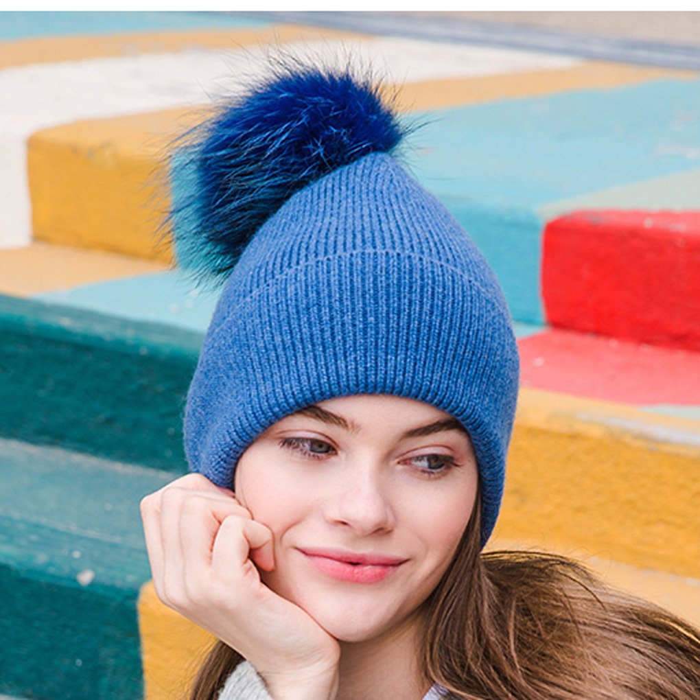 Look by M Women's Ribbet Pom Pom Beanie Ski Winter Hat