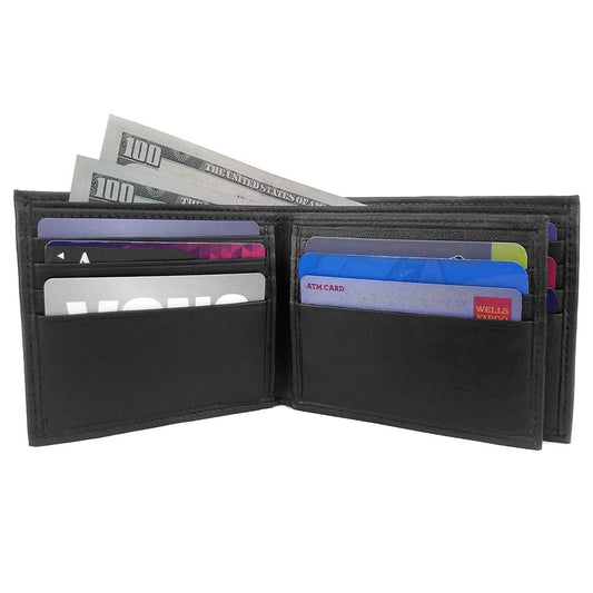 Men's RFID Leather Wallet Cowhide, ID, CC, Bill Pockets left flip