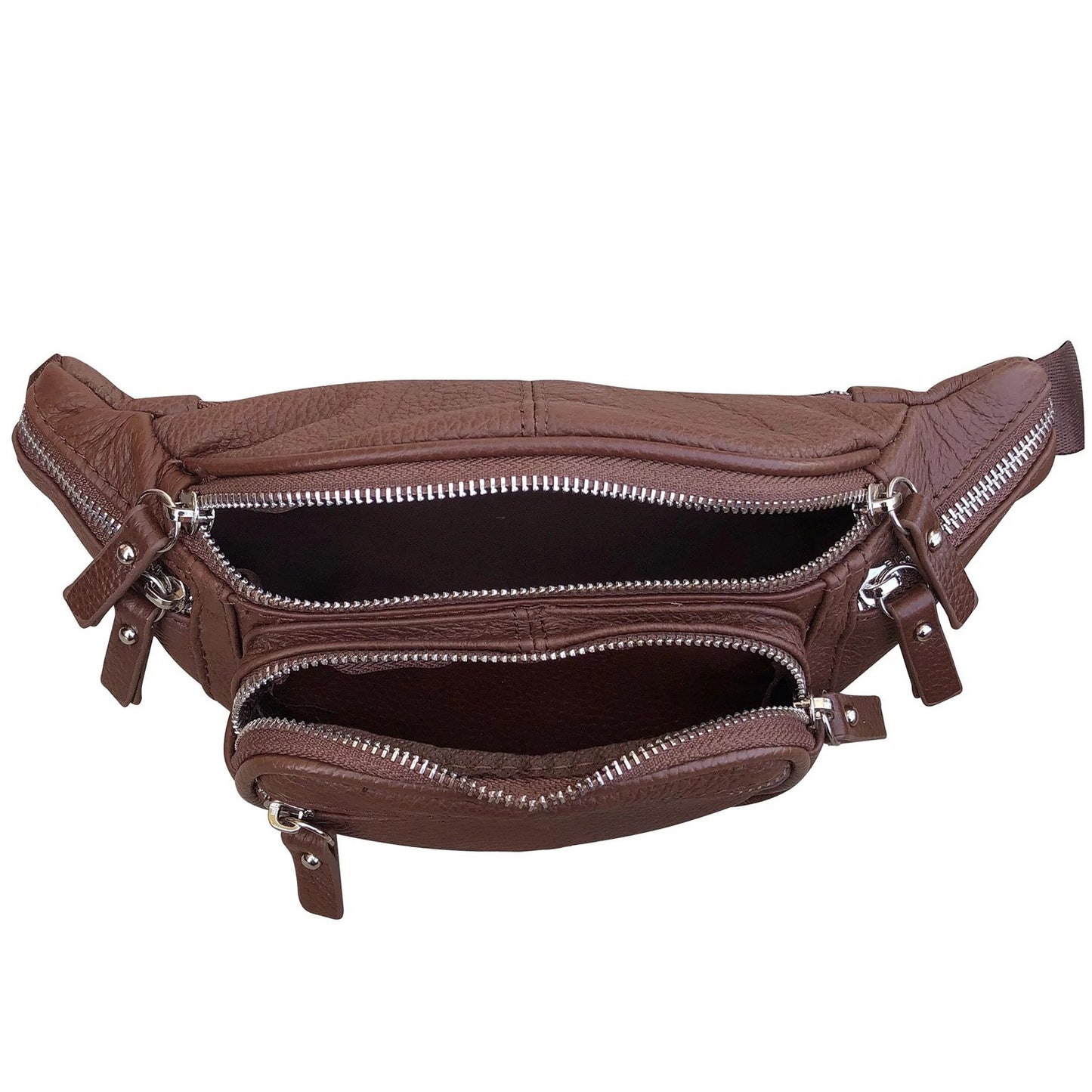 Genuine Leather Fanny Pack Waist Bag Body Pouch Pockets Organizer Phone Holder