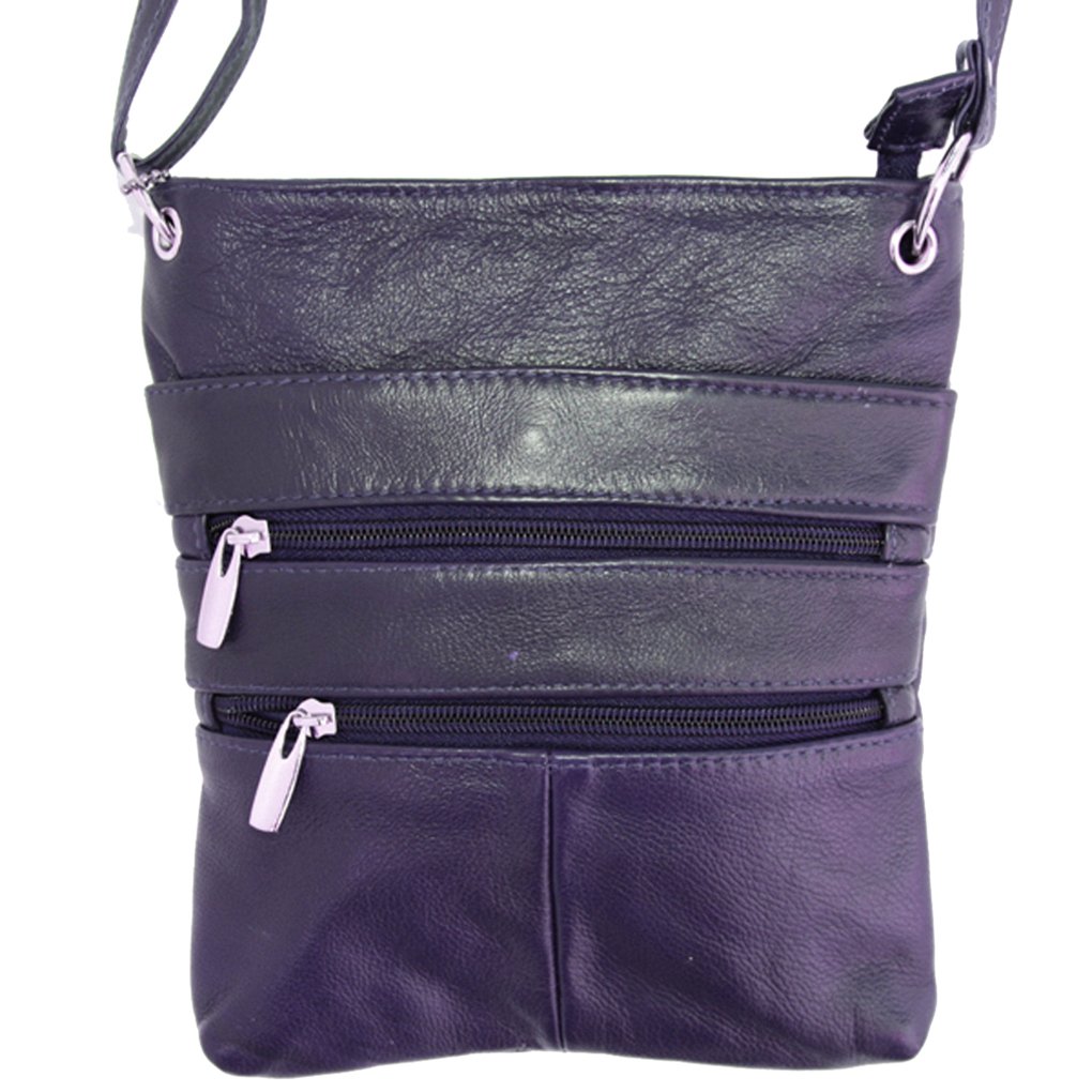 Genuine Leather Travel Shoulder Cross Body Purse Handbag Silver Fever
