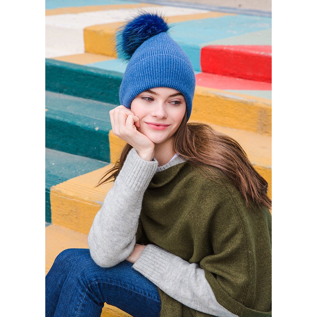 Look by M Women's Ribbet Pom Pom Beanie Ski Winter Hat