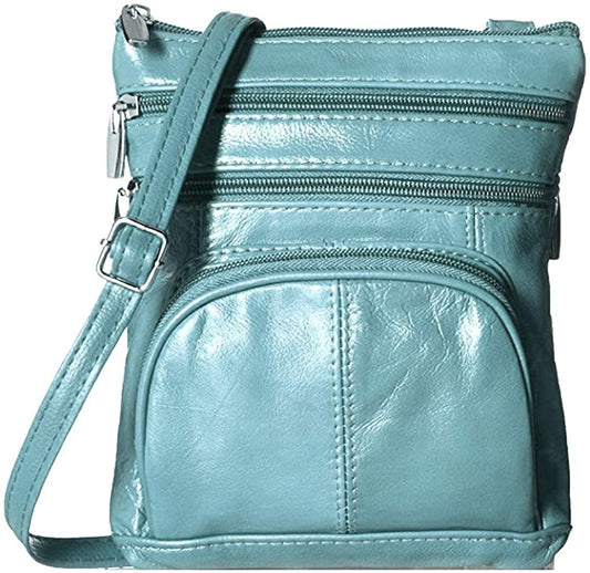 SILVERFEVER Genuine Leather Organizer Handbag Cross Body - Shoulder Travel Bag