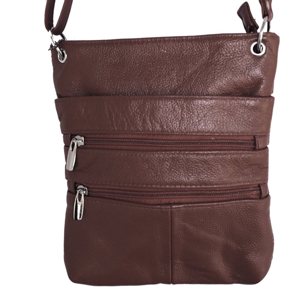 Genuine Leather Travel Shoulder Cross Body Purse Handbag Silver Fever