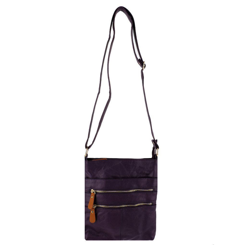 Genuine Leather Travel Shoulder Cross Body Purse Handbag Silver Fever