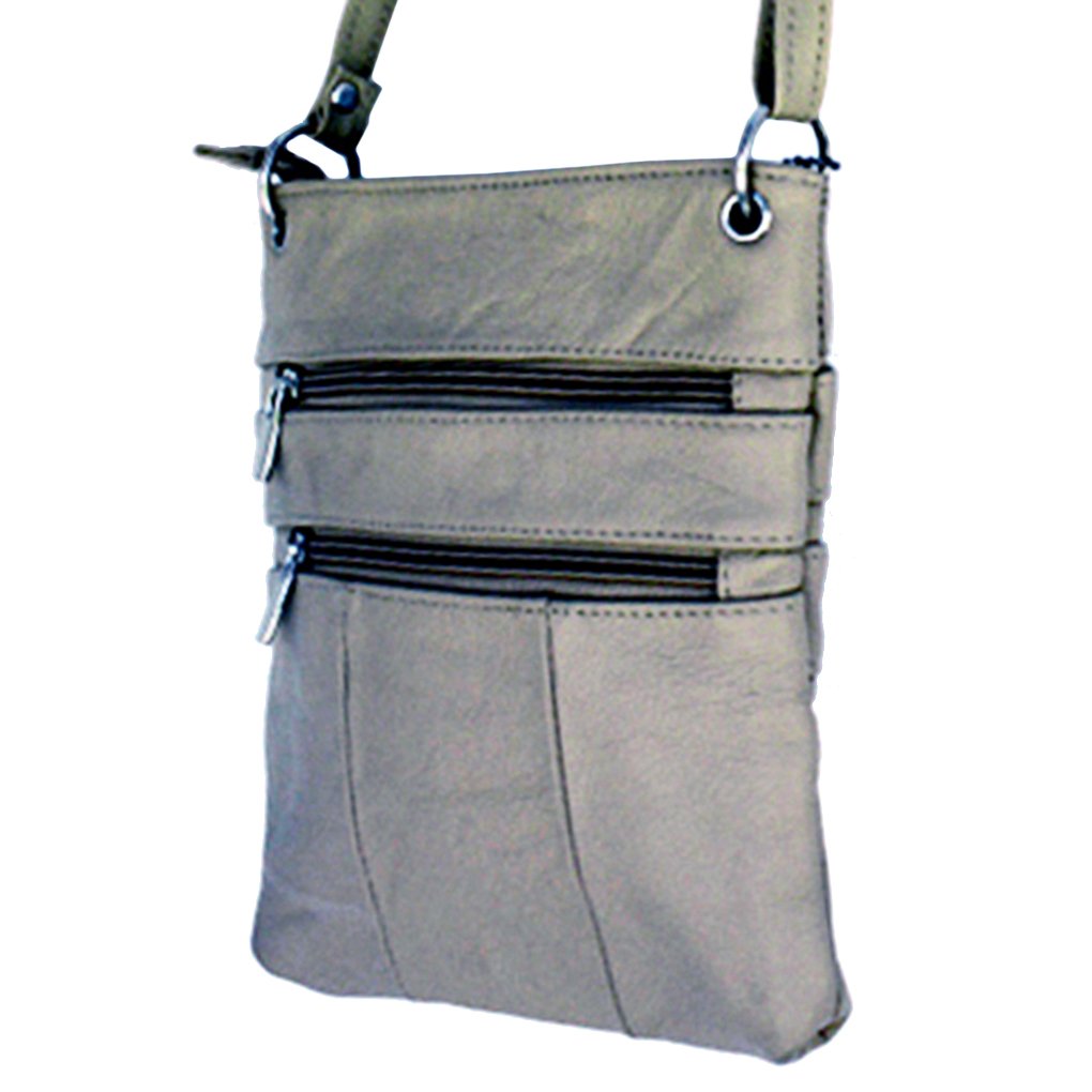 Genuine Leather Travel Shoulder Cross Body Purse Handbag Silver Fever