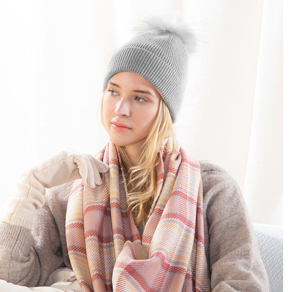 Look by M Women's Ribbet Pom Pom Beanie Ski Winter Hat