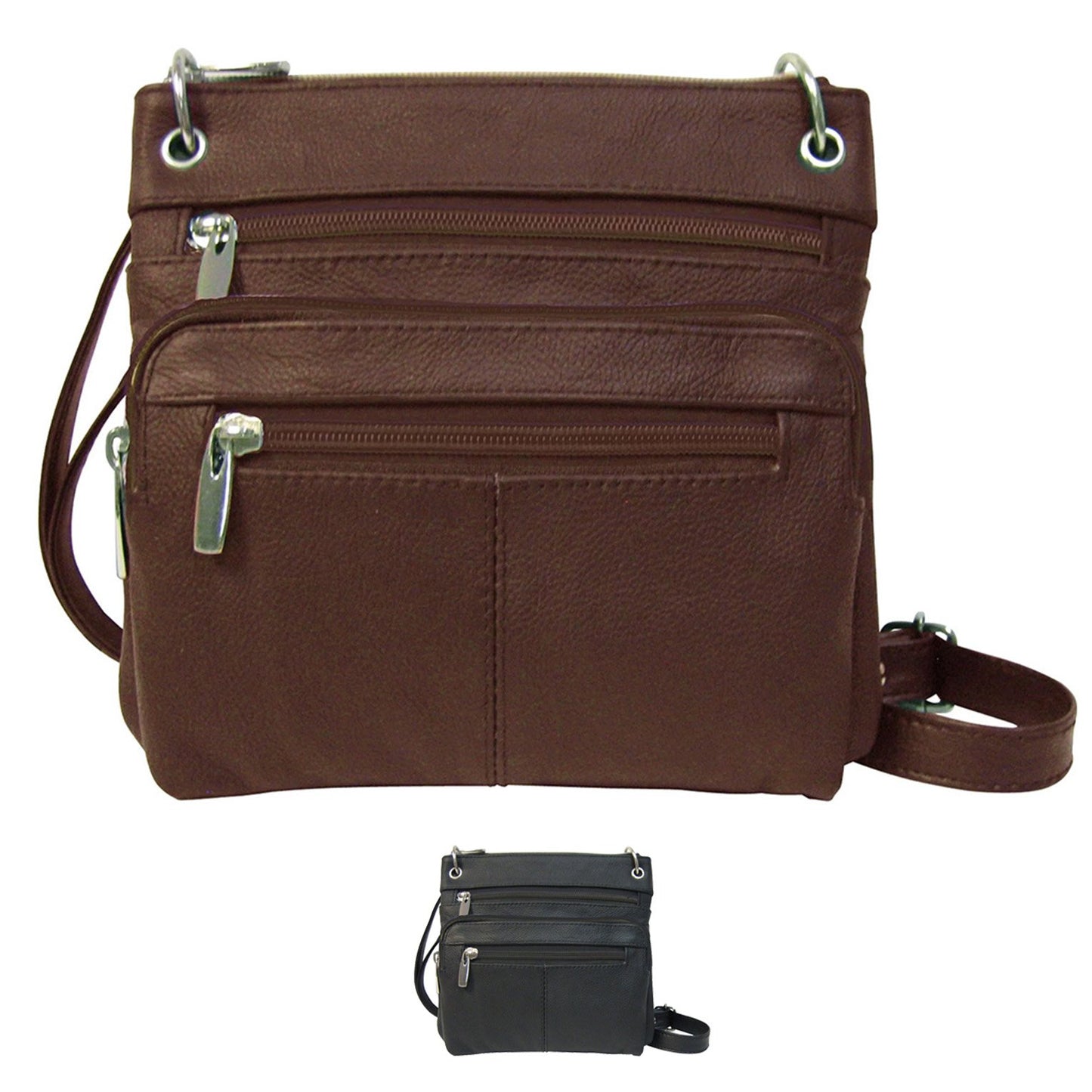 Genuine Leather East West Cross Body Organizer Bag MEDIUM SIZE