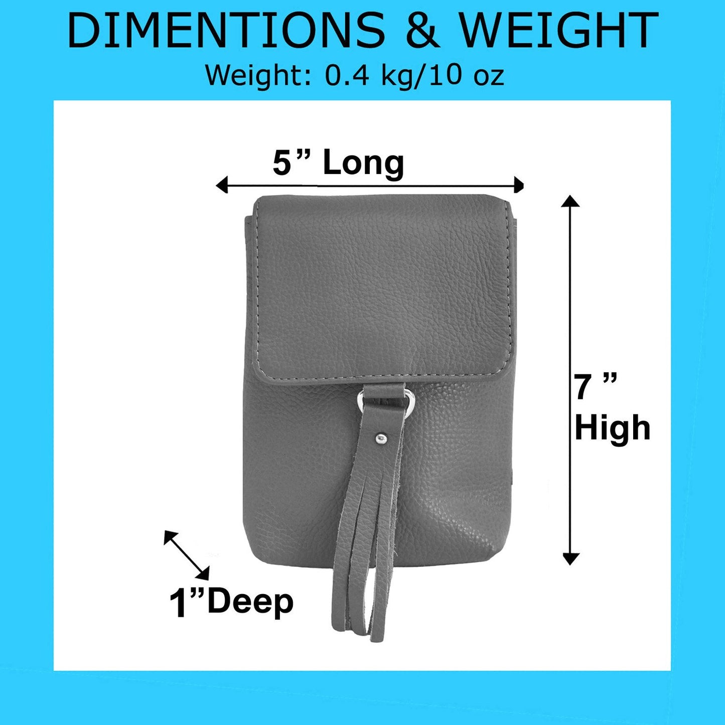 Genuine Leather Women's Phone Pouch Crossbody Flap Top w Tassel