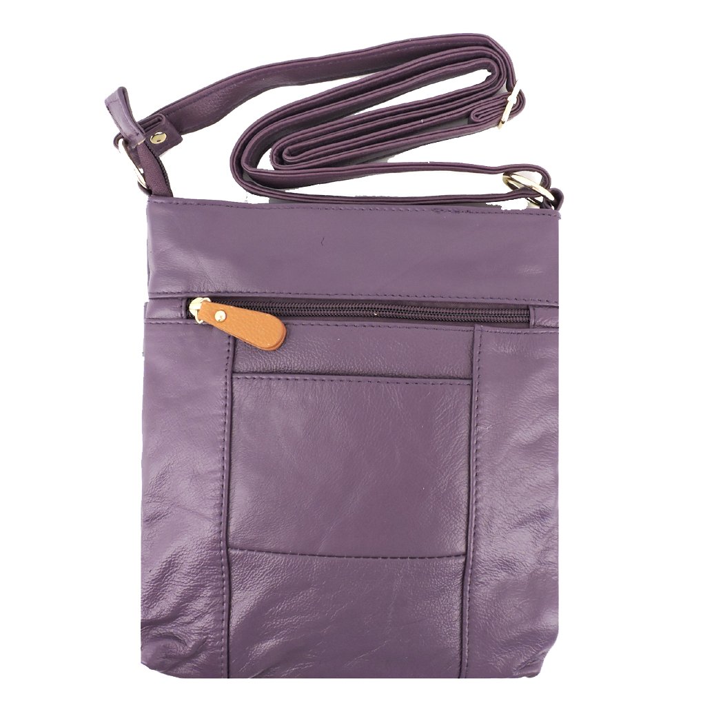 Genuine Leather Travel Shoulder Cross Body Purse Handbag Silver Fever