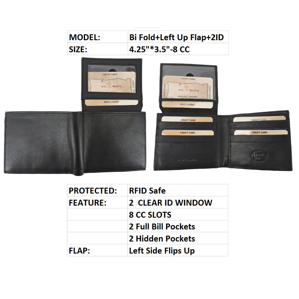 Men's RFID Leather Wallet Cowhide, ID, CC, Bill Pockets, Gift Box