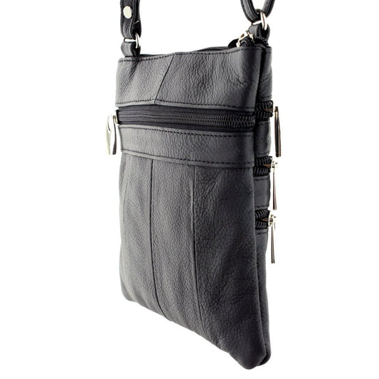 Silver Fever Leather Small Crossbody Subway Travel Bag