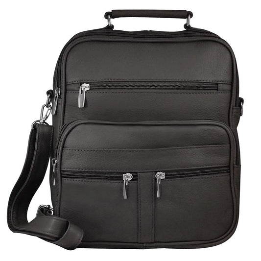 Cowhide Leather Men's Messenger Crossbody w Top Handle & Removable CB Strap