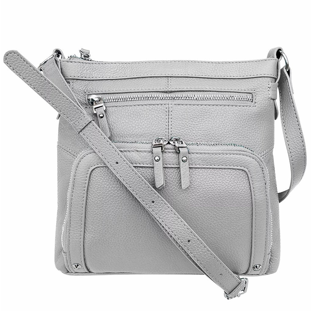 Women's Leather Large  Crossbody Travel Handbag Water Resistant Purse SILVERFEVER