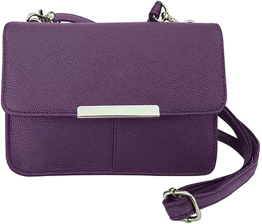 Cowhide Leather Womens Shoulder Purse Small Cross Body Organizer Bag with Many Pockets