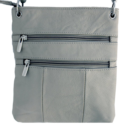 Genuine Leather Travel Shoulder Cross Body Purse Handbag Silver Fever