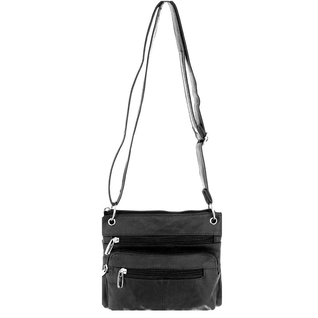 Genuine Leather East West Cross Body Organizer Bag MEDIUM SIZE