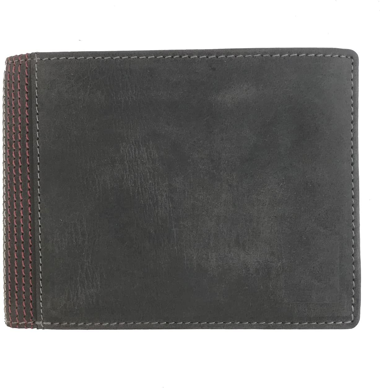 Leather Wallet for Men's-Genuine Washed Calf RFID Blocking Bifold Men Wallet With Coin Pocket (Vertical Flip Stitched Collar, Black)
