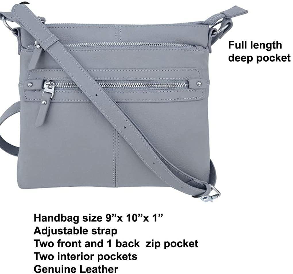 Women's Leather Large  Crossbody Travel Handbag Water Resistant Purse SILVERFEVER