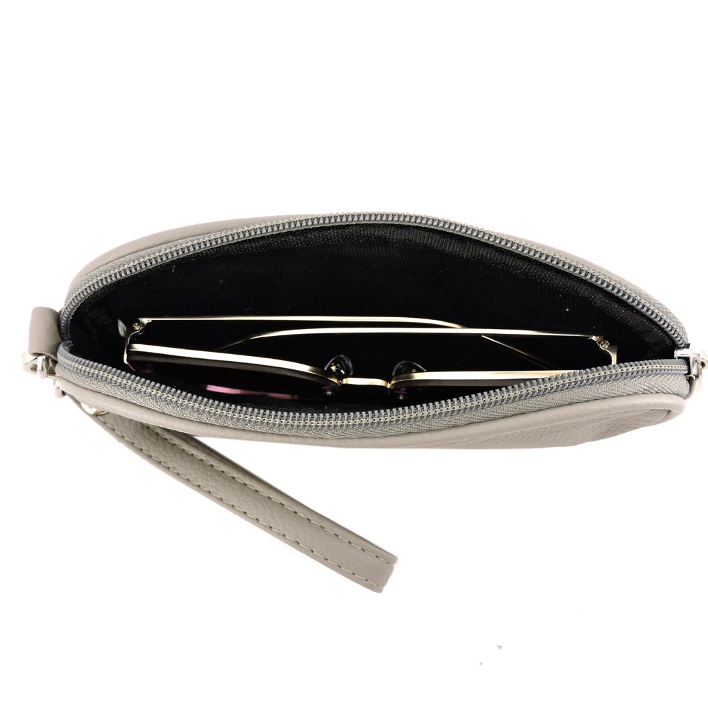 Leather Eyeglass Glasses Case with Wristlet Handle, Padded WOMAN