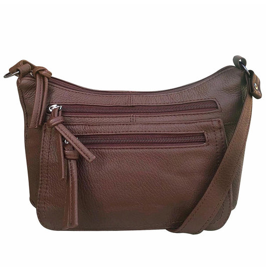 Women's Leather Medium Cross Body Purse Shoulder Ladies Handbag with Many Pocket