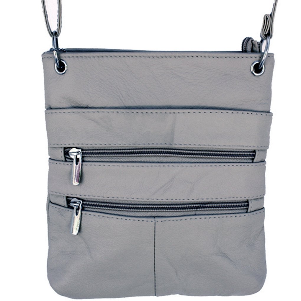 Genuine Leather Travel Shoulder Cross Body Purse Handbag Silver Fever