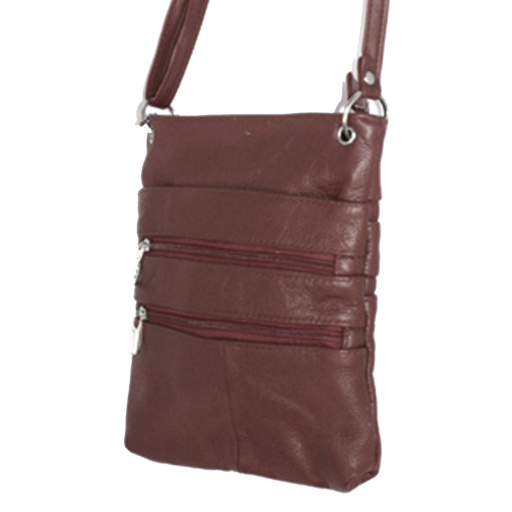 Genuine Leather Travel Shoulder Cross Body Purse Handbag Silver Fever