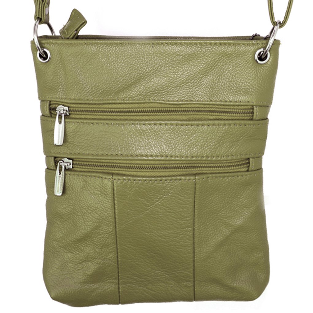 Genuine Leather Travel Shoulder Cross Body Purse Handbag Silver Fever