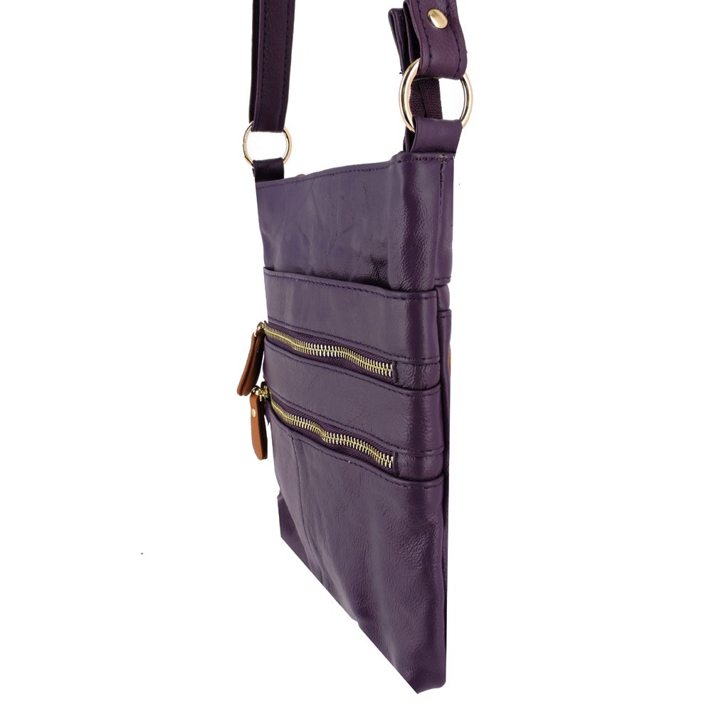 Genuine Leather Travel Shoulder Cross Body Purse Handbag Silver Fever