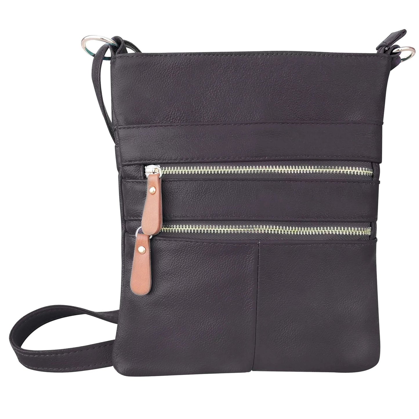 Genuine Leather Travel Shoulder Cross Body Purse Handbag Silver Fever